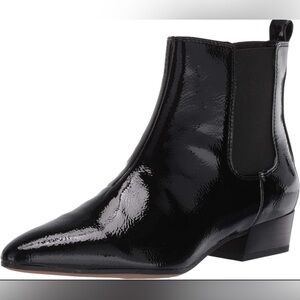 Franco Sarto Archie 2 Shiny Black Pleather Look Ankle Boots
